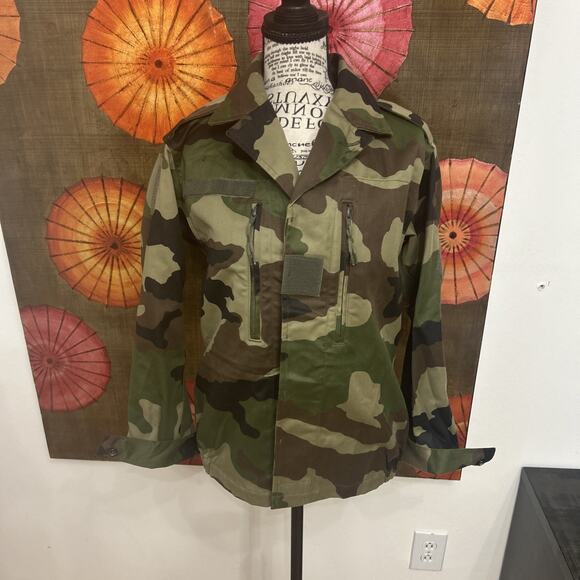 Vintage French Military CCE F2 Camo Field Jacket Cool Girl Utility Grunge SZ Med - Picture 2 of 7